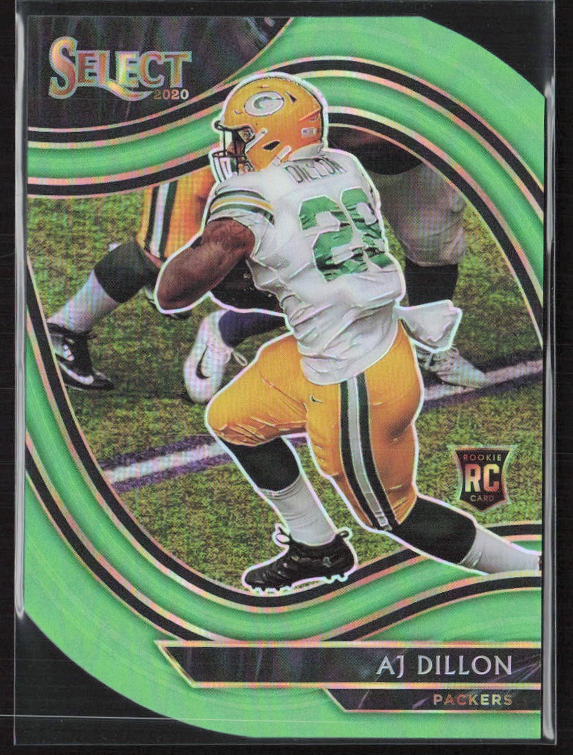 2020 Select Field Level Neon Green Prizm Die-Cut AJ Dillon #365 Rookie Packers