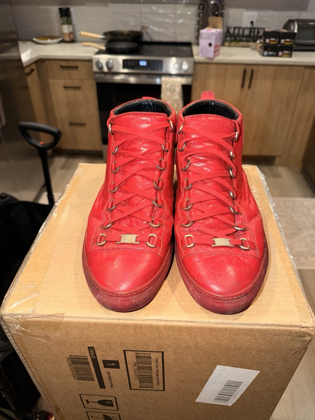 Balenciaga runners black and red size 11