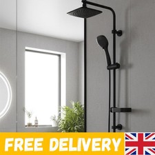 Luxury Aquacapri Shower Column in Black: Adjustable Overhead & Handheld Showers