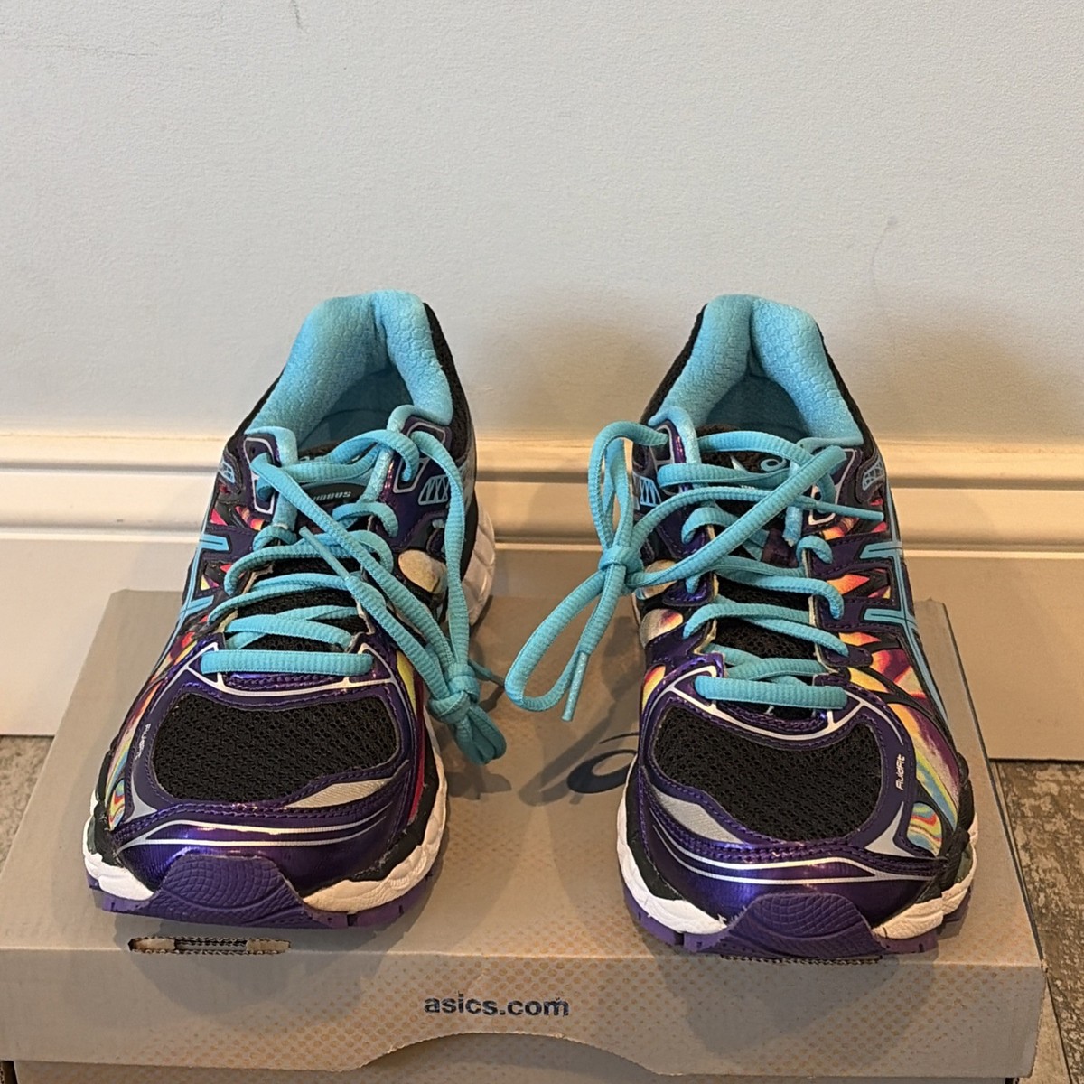DS ASICS GEL NIMBUS 16 WOMENS SZ 7 BLACK CM 24 EUR 38 IRIDESCENT