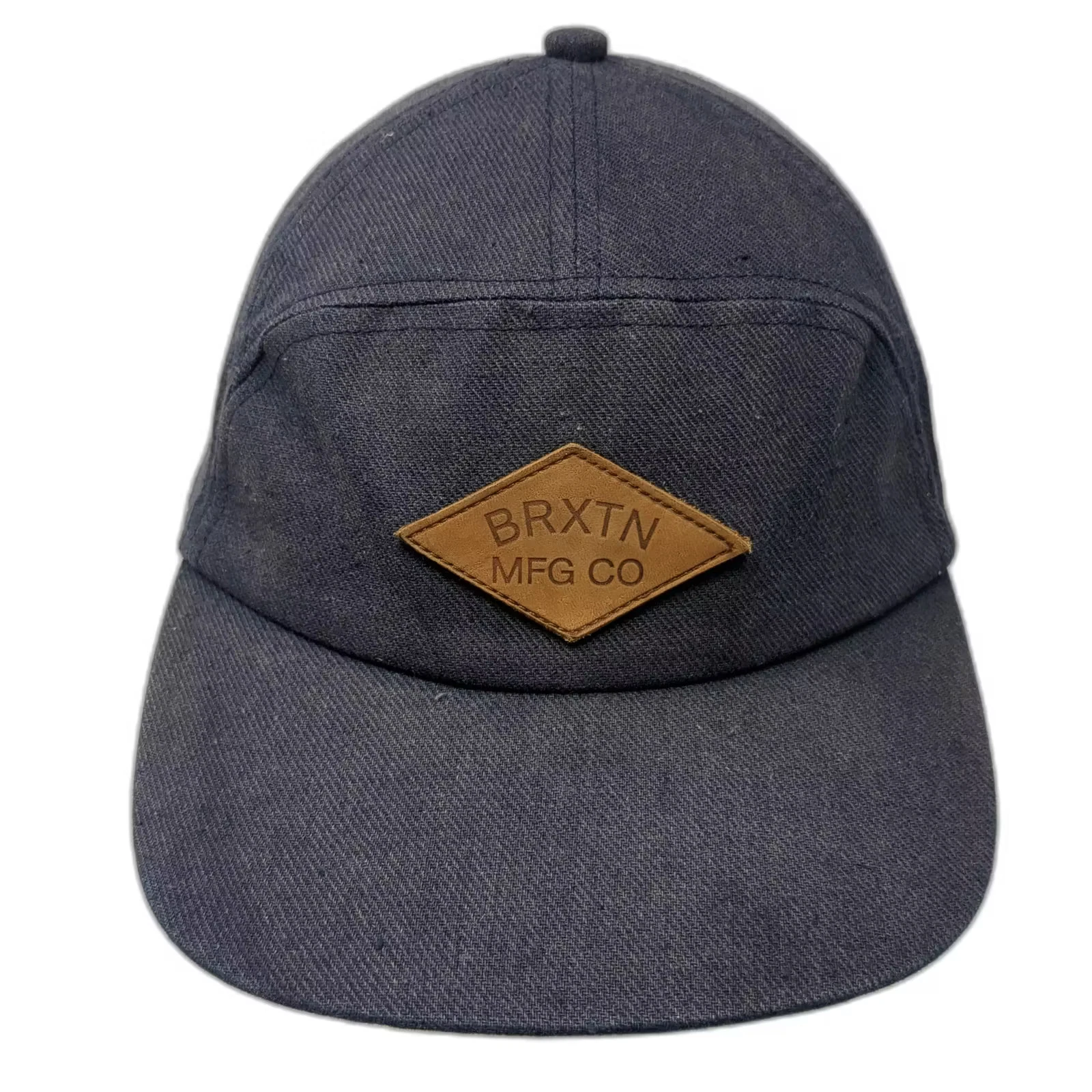 Brixton Baseball Cap Blue One Size Leather Strapback Linen Cotton Patch Hat