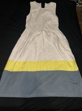 Gap Dress Womens 14  Linen And Cotton Back Zip Ruffles sundress strap