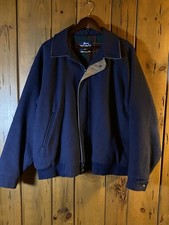 VTG Woolrich Wool Bomber Jacket Mens XL Navy Full Zip Plaid Lined Outdoor USA