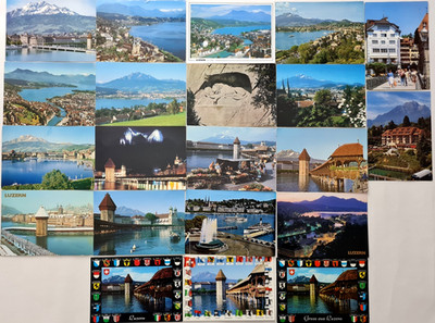 21 x LUZERN Lucerne Postkarten Lot SCHWEIZ Ansichtskarten Helvetia m. Briefmarke