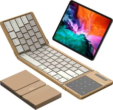 Foldable Bluetooth Keyboard with Touchpad & Number Pad, Portable Bluetooth Keybo