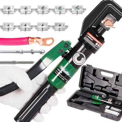 Hydraulic Cable Lug Crimper 10  TON 12 AWG to 00 2/0 Electrical Terminal Cabl...