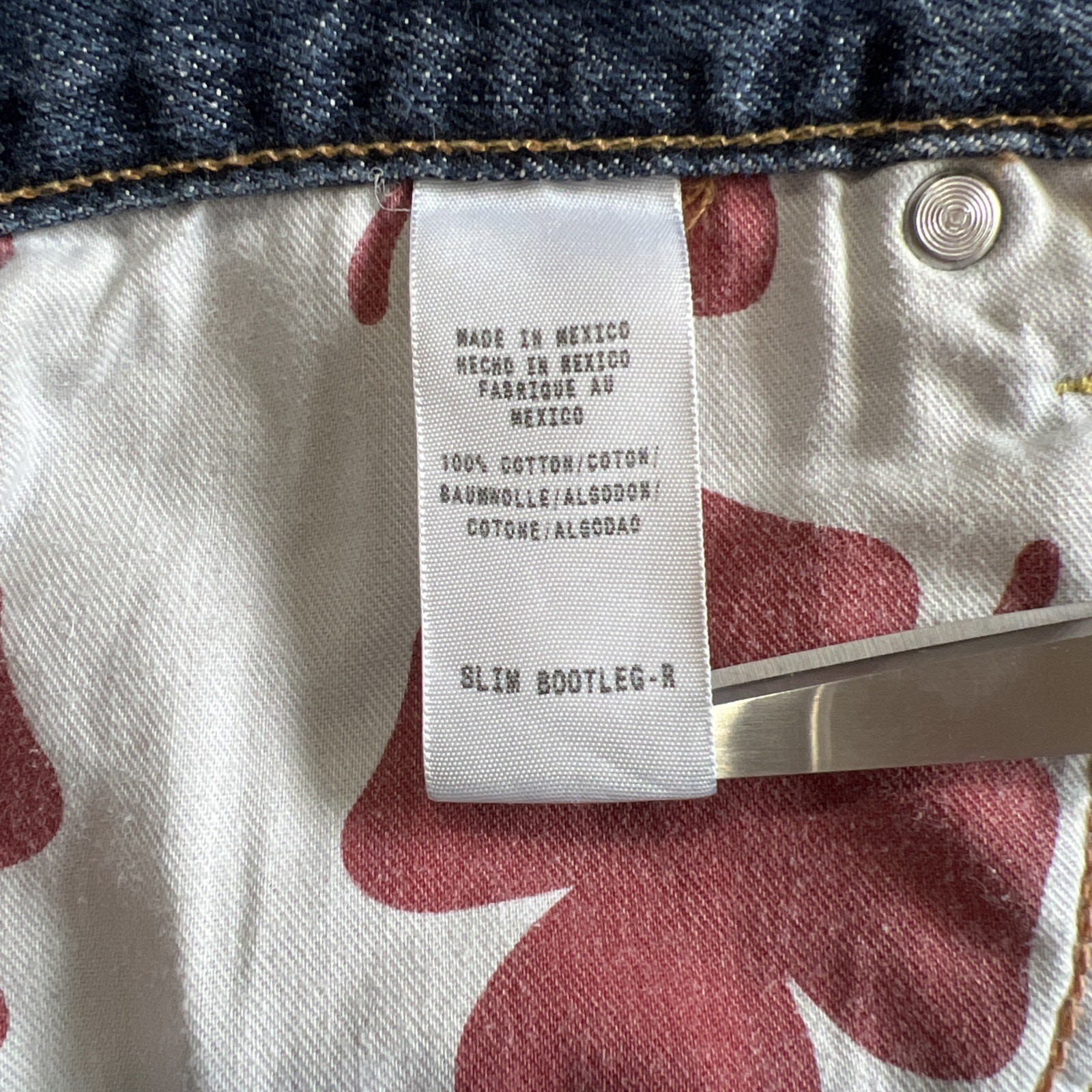 Lucky Brand Jeans 36 X 27" Hemmed Blue Hipster Wash Slim Bootleg Buttonfly Denim