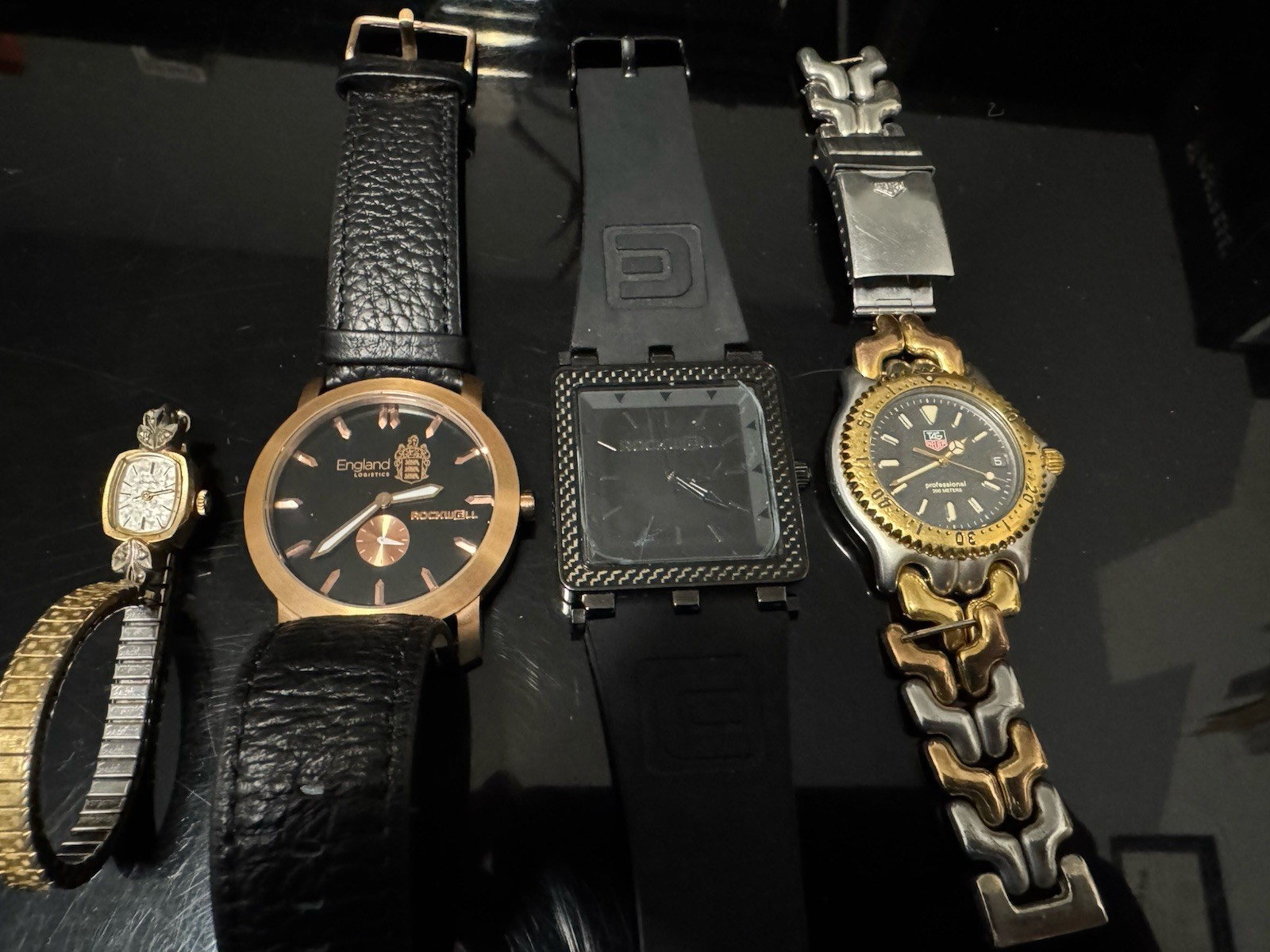Bulova, Heuer Top Gun Tag &amp; Vtg S95206k, Watches Cartel Of Rockwell 4 Lot - vintagewatches.pk