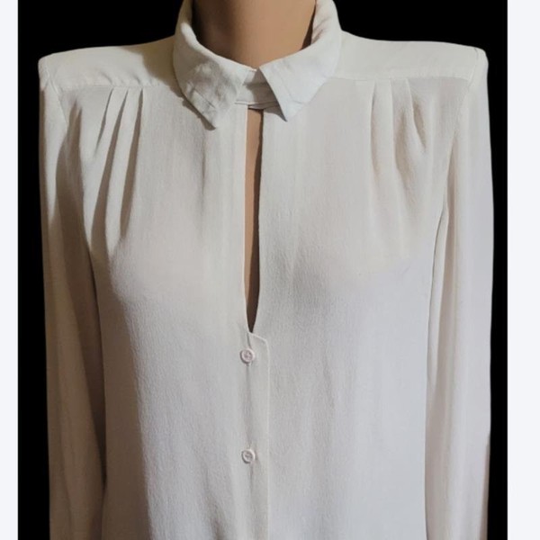 Women French Connection Shirt Ivory Silk XS