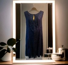 Together Size 14 Navy Lace Crochet Knee Length Sleeveless Dress New