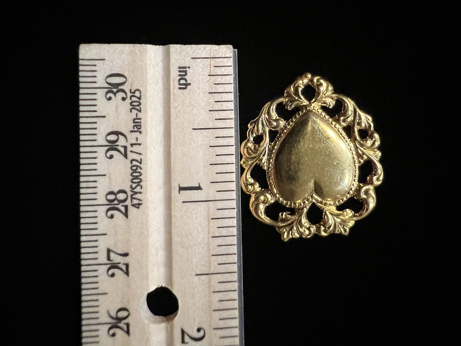 Vintage Heart 22K Plated Brass Stamping for Jewelry design from Famous Maker NOS