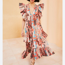 Ulla Johnson Fontaine Metallic Midi Dress Amaryllis Multicolor Runway 2 NWT