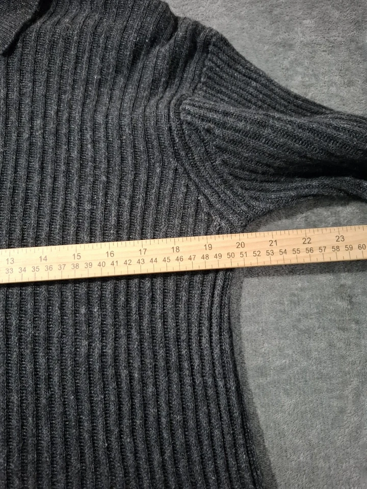 Suéter polo Paul Fredrick seda alpaca cashmere com nervuras M cinza Preppy Heritage - Imagem 4 de 4