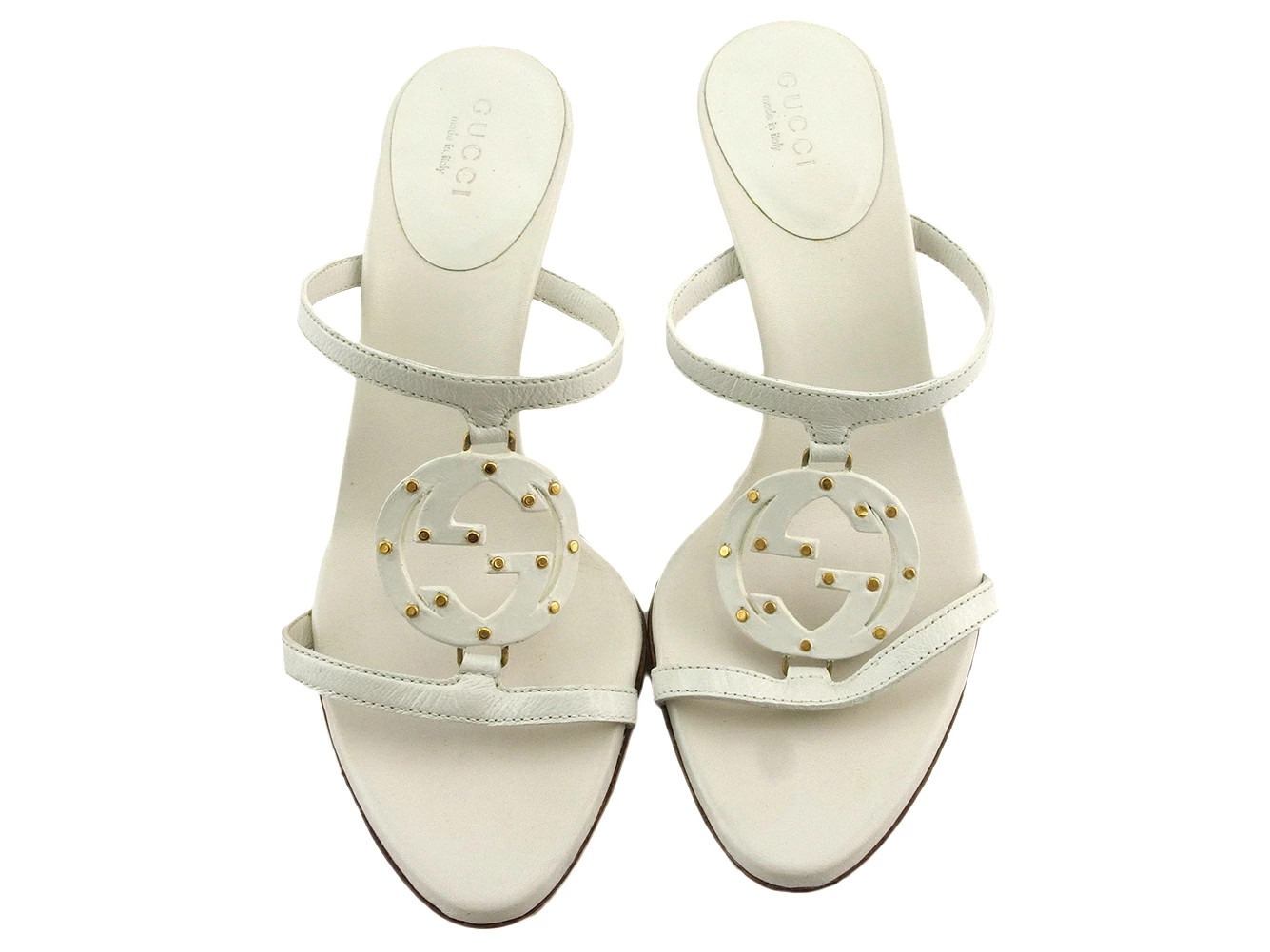 GUCCI Sandals Shoes Women's #34 Half C Interlocking G Mark Double G White Beige thumbnail 2