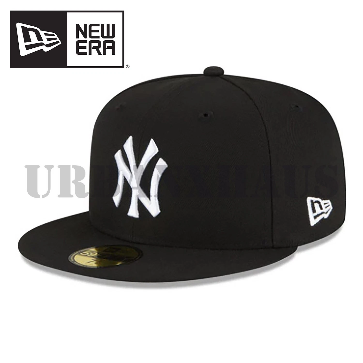 Genuine New York Yankees New Era 59FIFTY Fitted Hat Black White NY Logo Cap