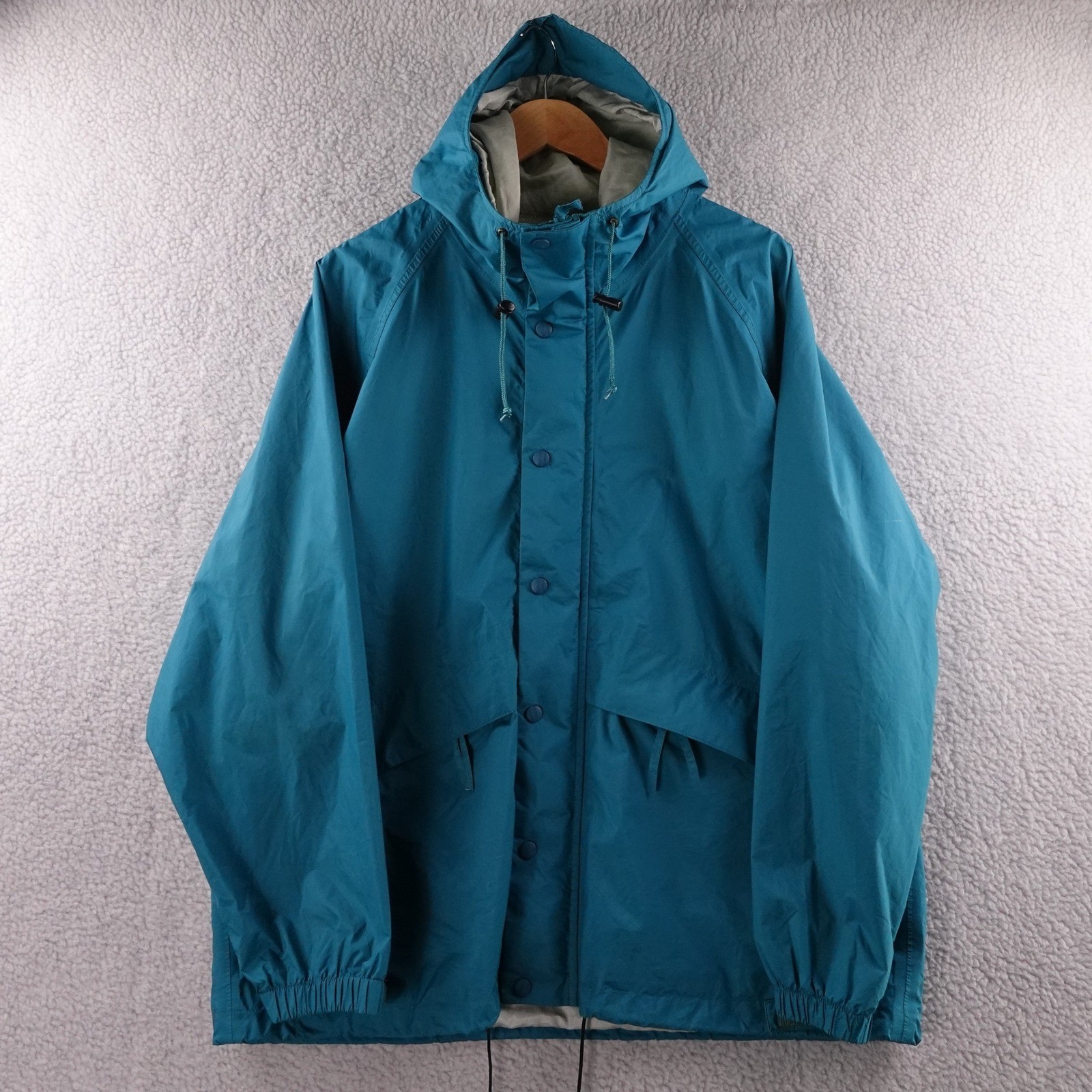 Vintage LL Bean Men's XL Teal Blue Waterproof Hooded Rain Jacket Gore Tex