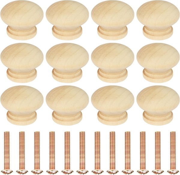 MöBelknöPfe Holz 12 StüCk Schubladengriffe Wohnaccessoire FüR Kommode Schrank-image