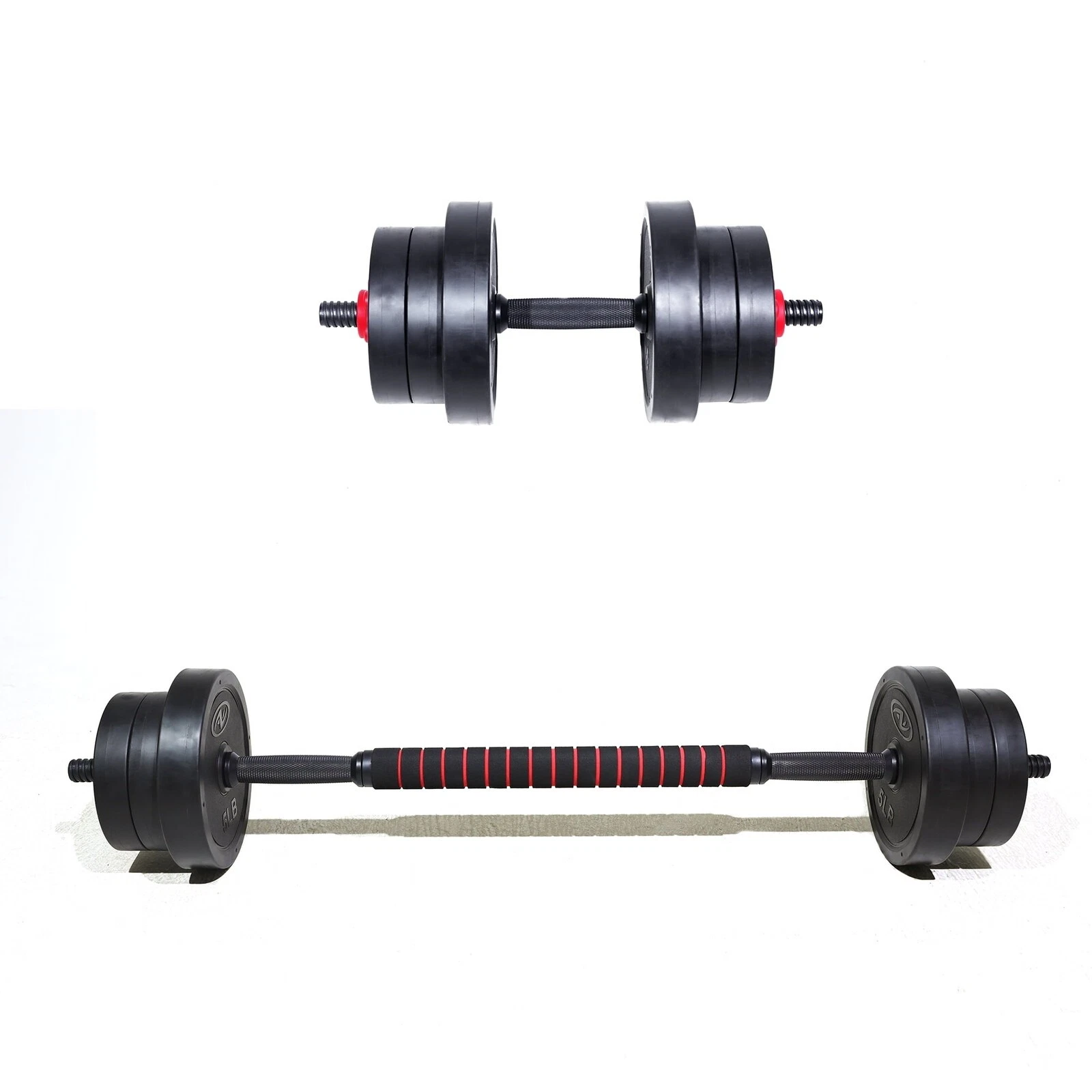 40LB 5 in 1 Adjustable Dumbbell Set Fitness Exercises for Home Gym Black