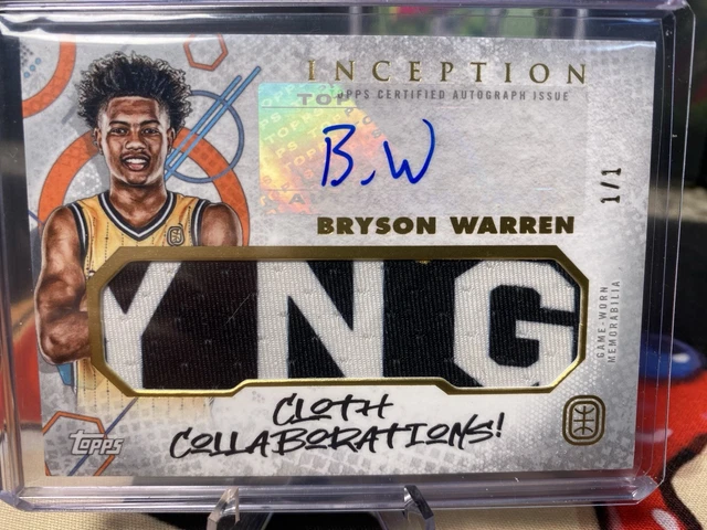 BRYSON WARREN ROOKIE PATCH AUTOGRAPH 1/1!!!!! YNG Topps Inception RPA 1/1 !! OTE