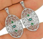 1CT Treated Aquamarine 925 Sterling Silver Filigree Earrings