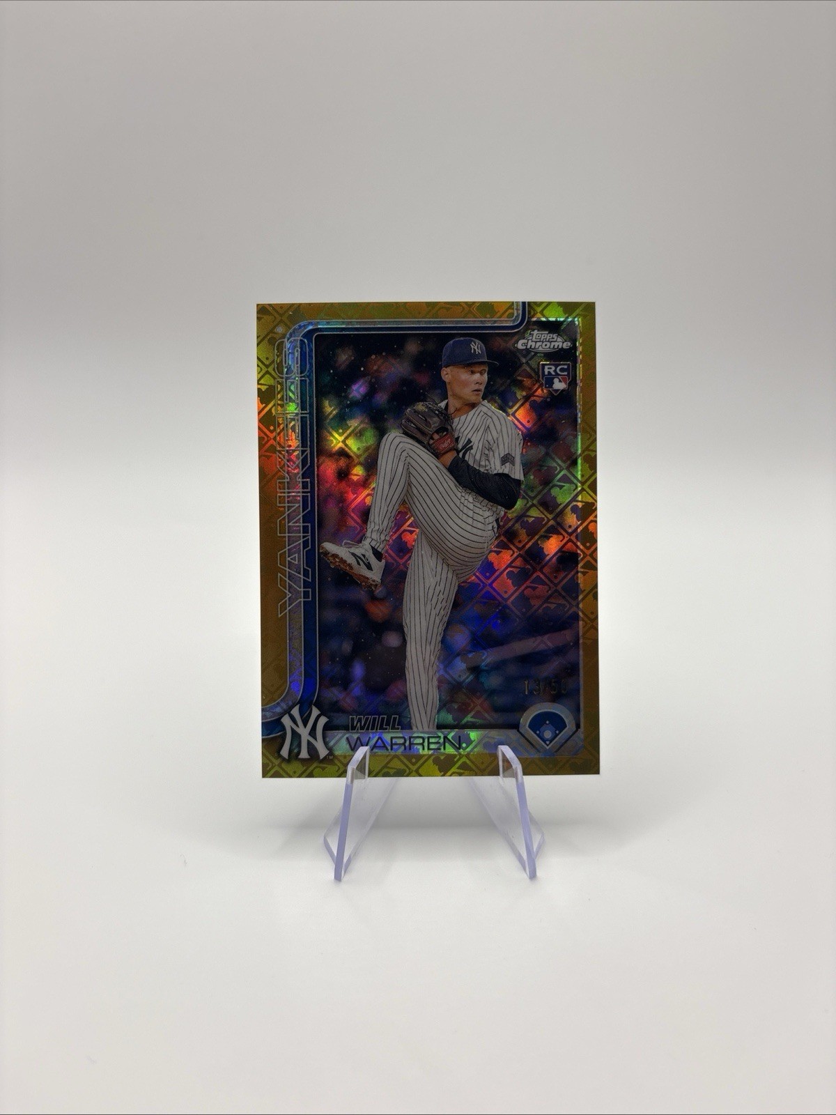2025 Topps Chrome Will Warren #81 Rookie Gold Wave Refractor #'d /50 Yankees