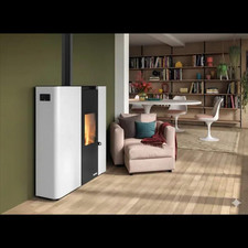 STUFA A PELLET SCARLET TC 6, AD ARIA PALAZZETTI SALVASPAZIO COLORE ACCIAIO BIANC