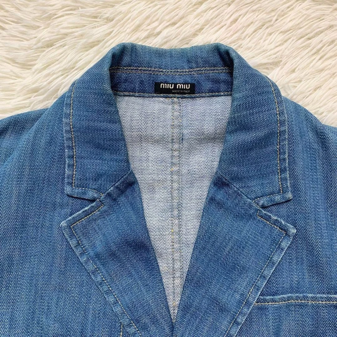 Giacca sartoriale MIU MIU vintage anni 2000 denim cotone taglia 48 USATA originale #S2295