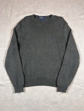 Polo Ralph Lauren Sweater Size XL Grey Cotton Knit Crewneck Pullover Pony