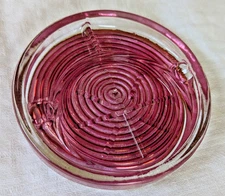 McKee Bottoms Up Shot Glass Red Cranberry Maroon and Clear Coaster Vintage