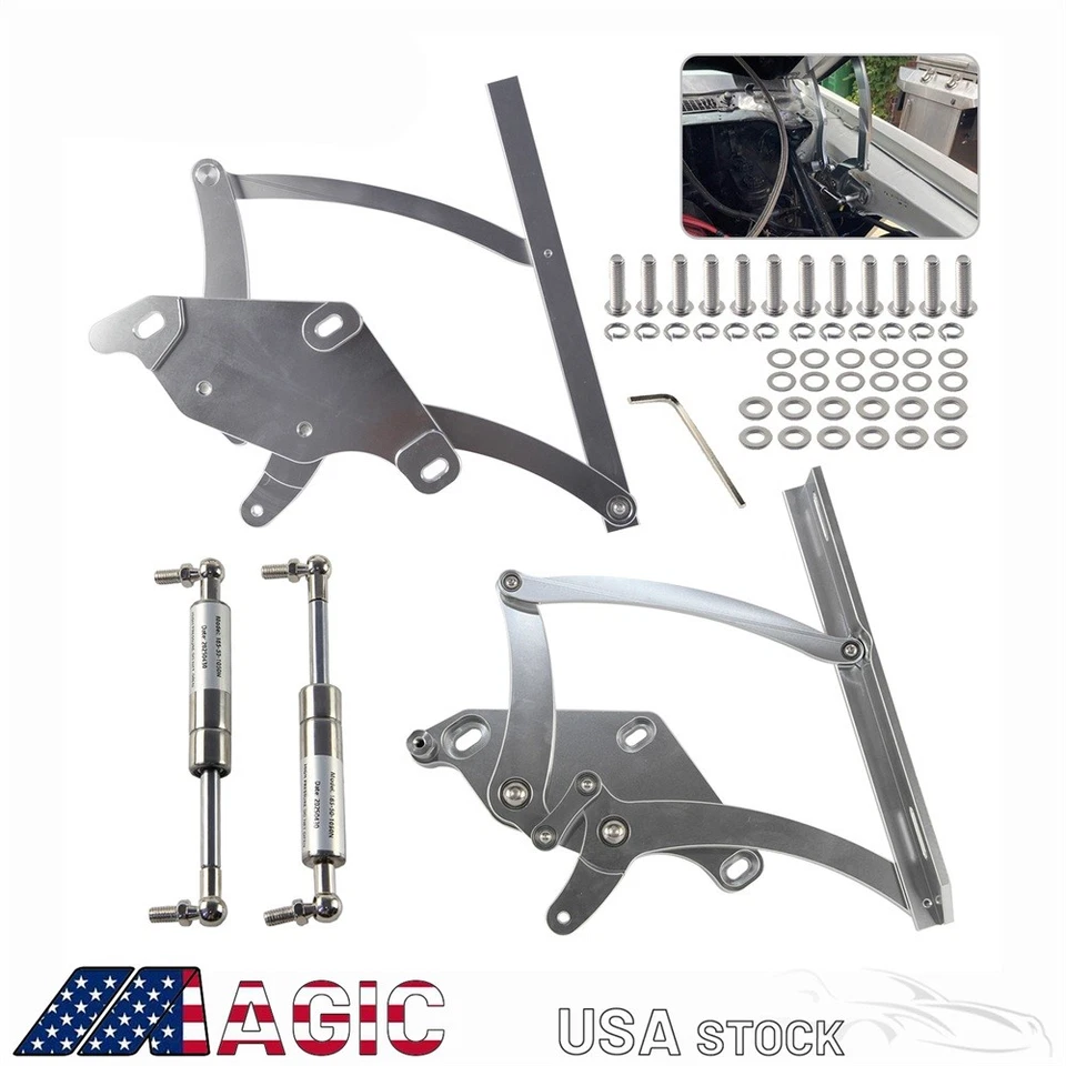 Kit de bisagras de capó Billet par lado izquierdo y derecho para Ford Mustang 1971-1973 plateado Foto 2 de 4