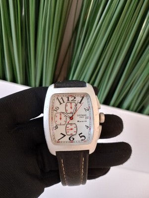 LOCMAN SPORT SILVER-GRAY CHRONOGRAPH WATCH Model 487 New Battery Installed!