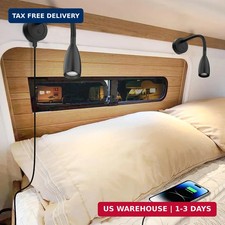 RV Reading Light, 12V LED Reading Light w/USB-C Charge Port, Red Night Light for