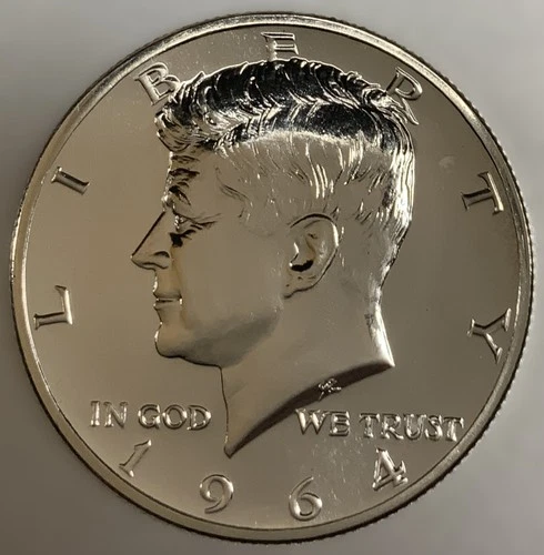 1964 Proof Kennedy Accented Hair Brilliant Uncirculated Gem 50c 90% Silver -2496