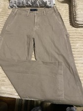 Abercrombie And Fitch Wide Leg Mens Pants with Utility Pockets in Khaki 34x30