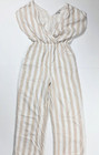 American Eagle Relaxed Fit Tan Striped Straight Leg Jumpsuit Women's Size Small