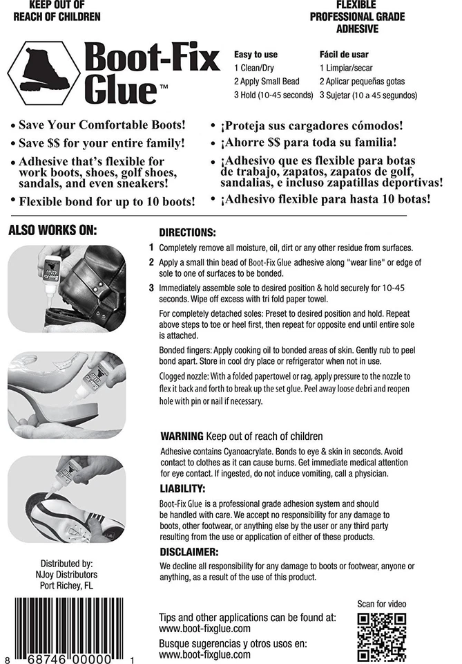 Pegamento Boot-Fix: pegamento de reparación de zapatos de grado profesional para botas, zapatos y más Foto 2 de 4