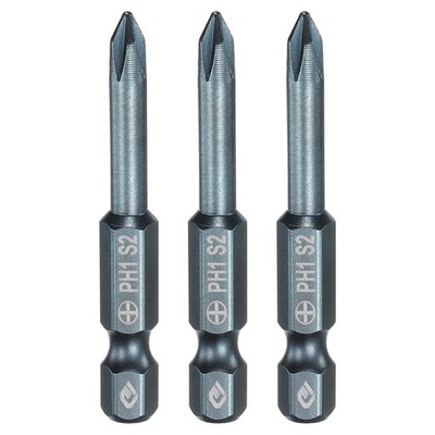 3pcs PH1 Phillips Screwdriver Bit 1/4'' Shank 2'' Long 0.18'' Rod Magnetic S2 Steel