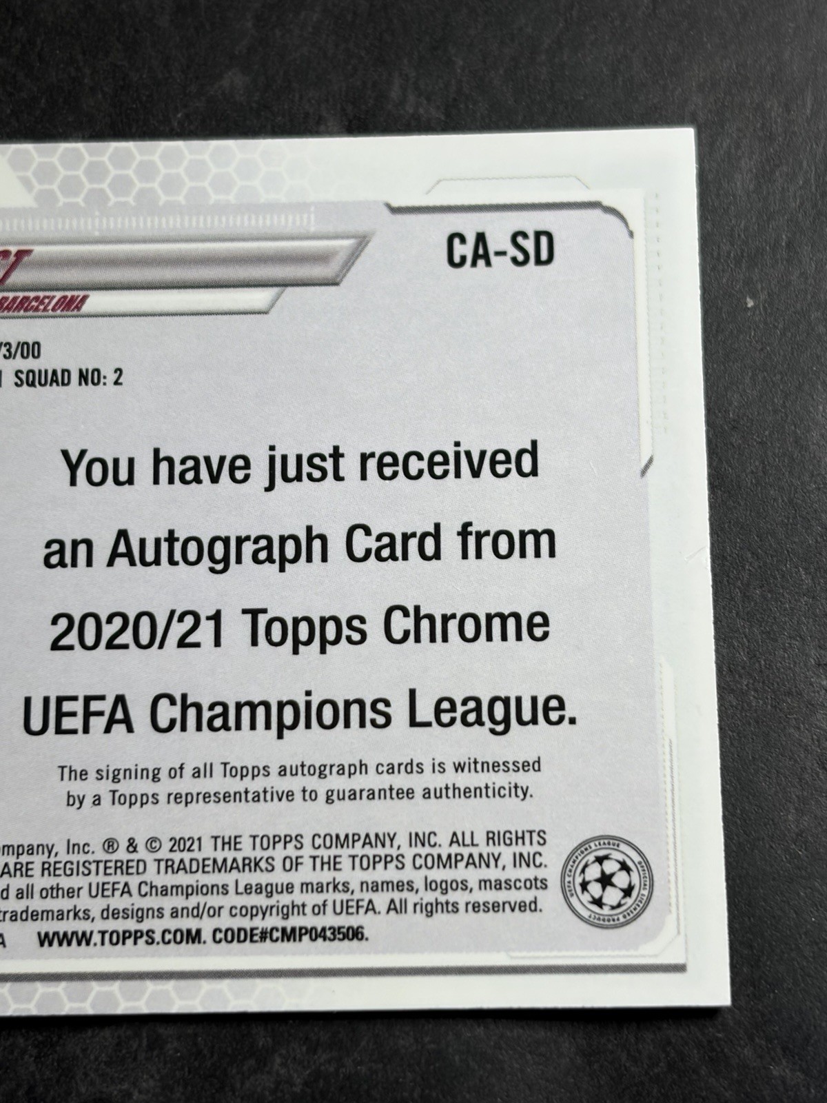 2020-21 Topps Chrome UEFA Champions League Sergino Dest #CA-SD Auto view 6