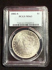 1882 S MORGAN DOLLAR PCGS MS63 914