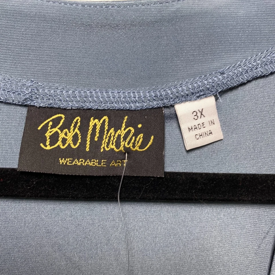 Cárdigan Bob Mackie Usable Artístico Azul Pizarra Gris Geométrico Para Mujer 3X Nuevo Artístico Foto 4 de 4