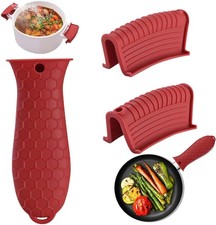 3 Pack Silicone Cast Iron Skillet Handle Cover - Heat Resistant Pot Handle Sleev