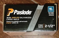 Paslode 16 GA 2000pc ANGLED 2-1/2" Galvanized Finish Nails #650232