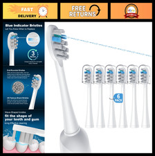 6 Pack Toothbrush Replacement Heads for Water Flosser Sonic Fusion 2.0, FitMount