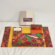 1970s Stylecraft Desk Pad Blotter  Letter Opener Note holder Address book Vtg