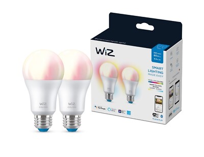 WiZ 603632 Color and Tunable White A19 Smart Bulb (2-Pack)