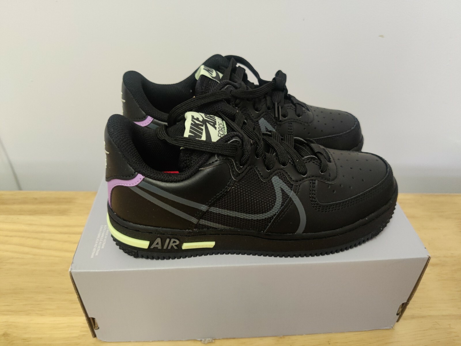air force 1 react black purple
