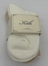 Kith 2-Pack Mid Half Crew Socks Beige White One Size Premium Cotton New