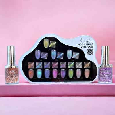 Sumika Disco Flashing CAT-EYE Gel Whole Set Collection  12pcs FREE Top Base