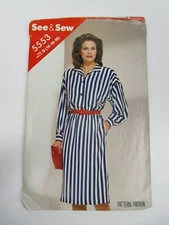 See & Sew Sewing Pattern 5553, Dress, Vintage Retro Women's 1987