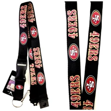 NFL San Francisco 49ers Lanyard Key Ring Keychain ID Holder-Aminco